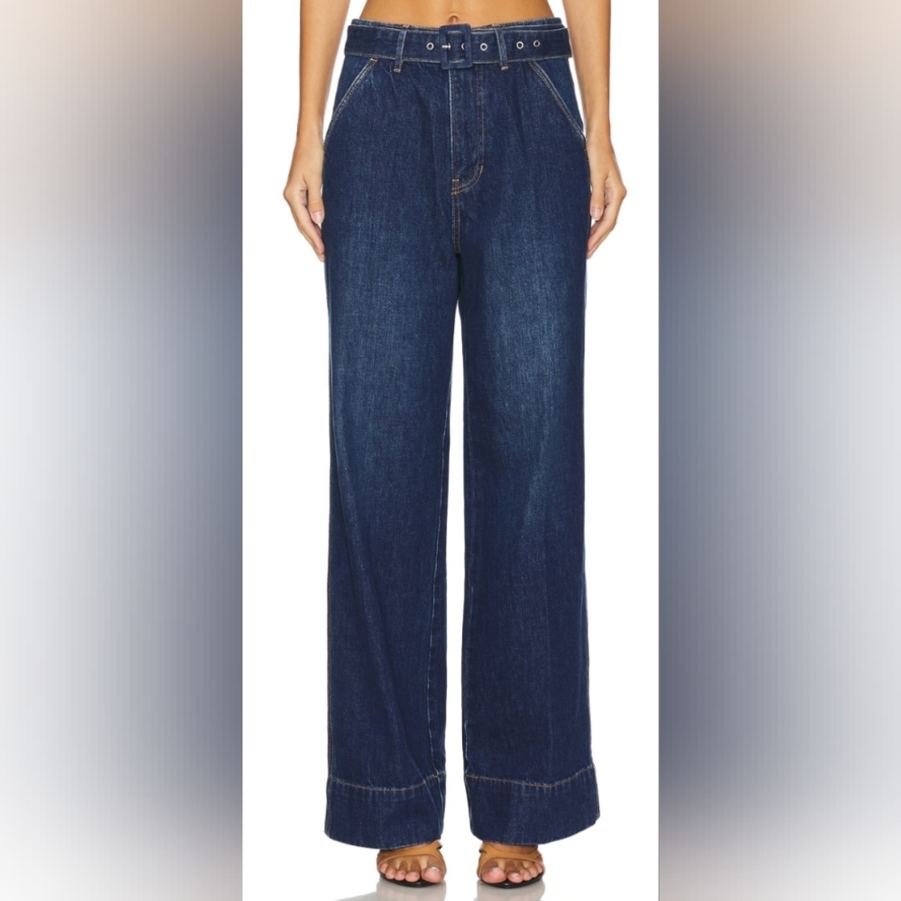NWT Veronica Beard Taylor Belted Wide Leg Jeans Size 32